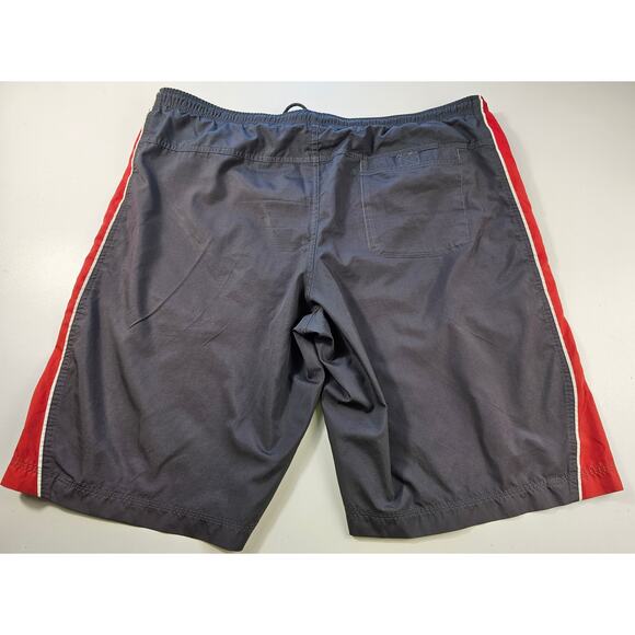 Vintage mens swim trunks suit brief net XXL 42" drawstring waist EUC black red ^ - Picture 3 of 8